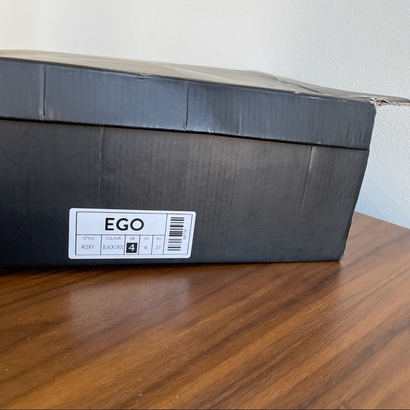 Ego Roxy Chain detail croc embossed black platform heeled boots - Picture 8 of 8